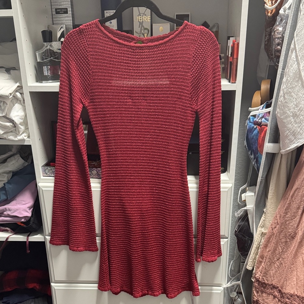 Elegant Red Knit Dress